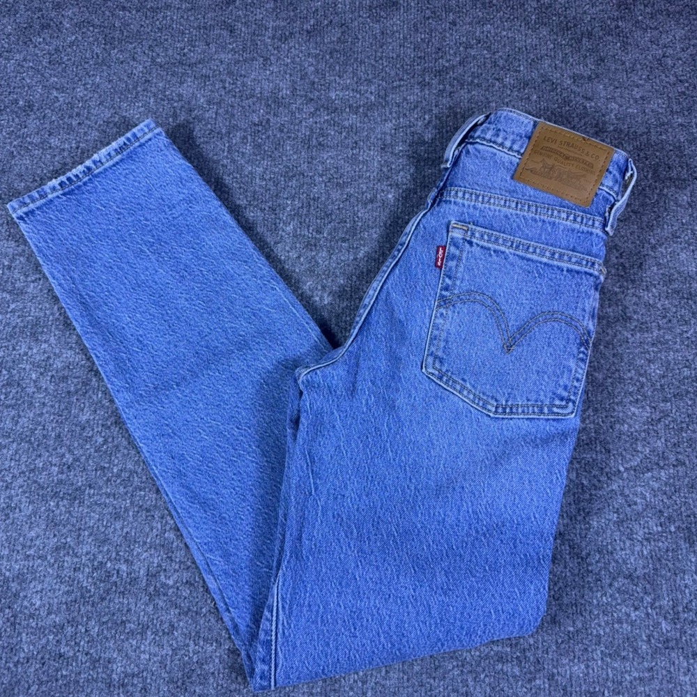 Levis Premium Wedgie Straight Jeans Womens 23 Big E 501 Blue Denim High Rise
